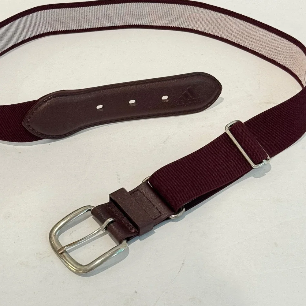 Adidas Baseball Softball Belt Kids Maroon Burgundy Adjustable Elastic Athletic